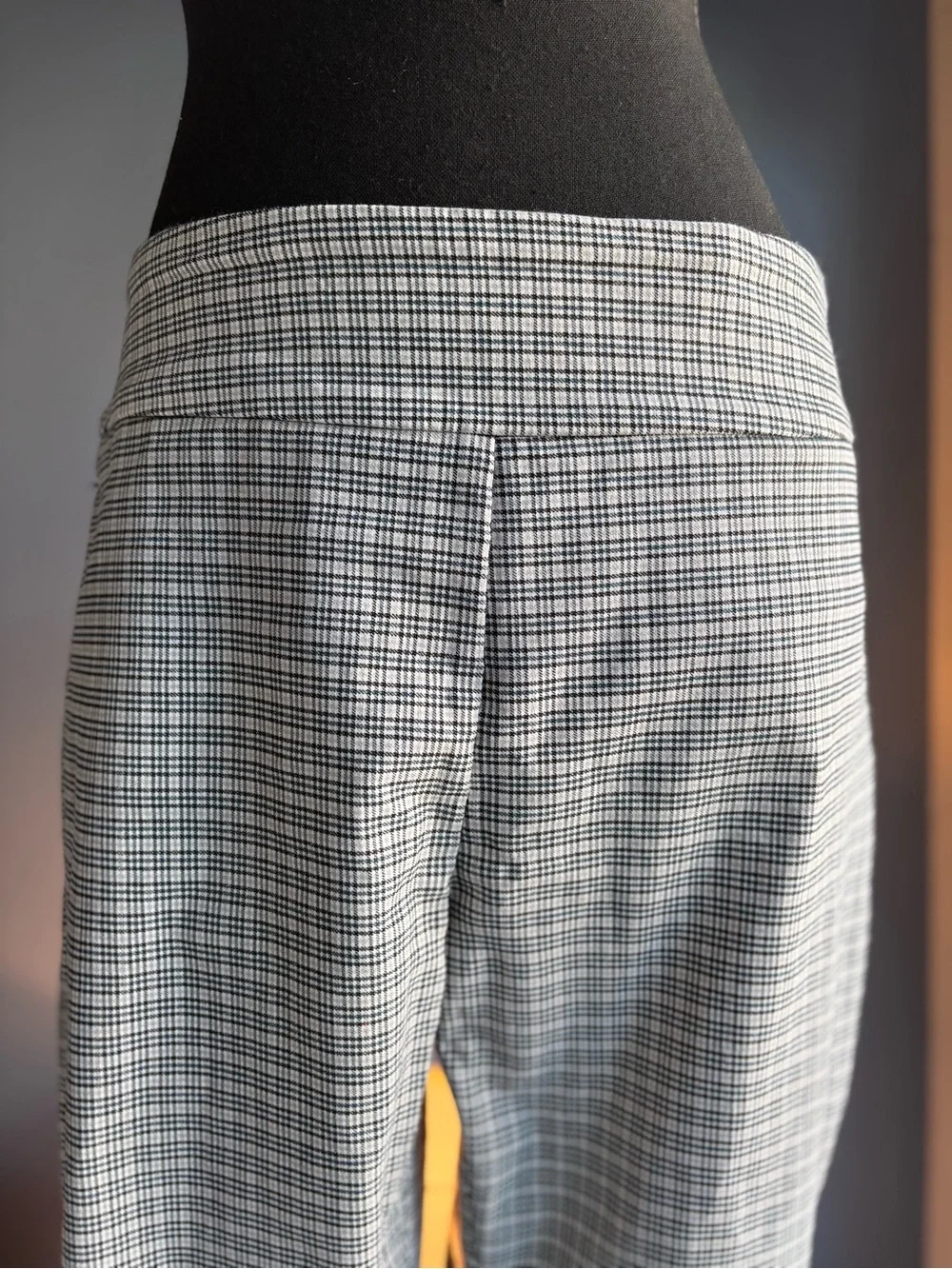 Tribal Black and White Plaid Pull On Ankle Dress Pants